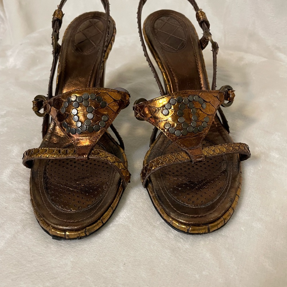 Authentic Chanel Bronze Python Heels - image 4